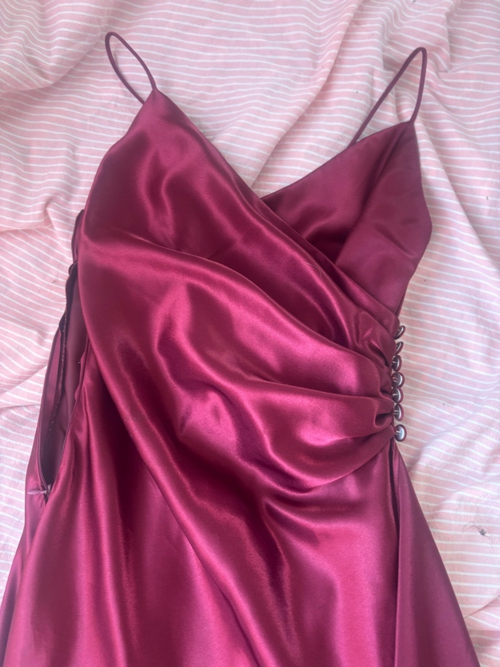 Strapless Satin Slip Dress in Berry